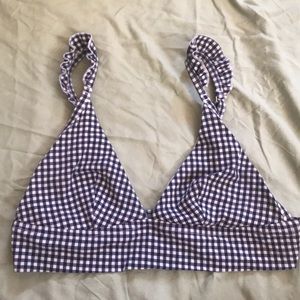 Aerie navy gingham triangle bikini top LG